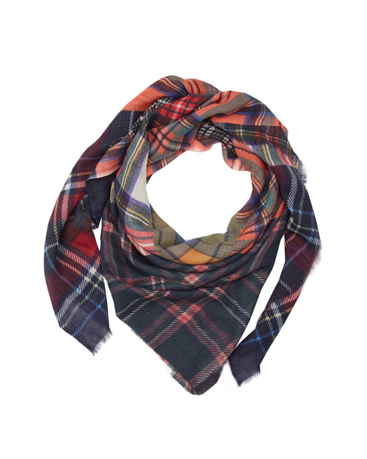 Lightweight Patchwork Square Scarf - Green Red Tartan by Glen Prince - product image