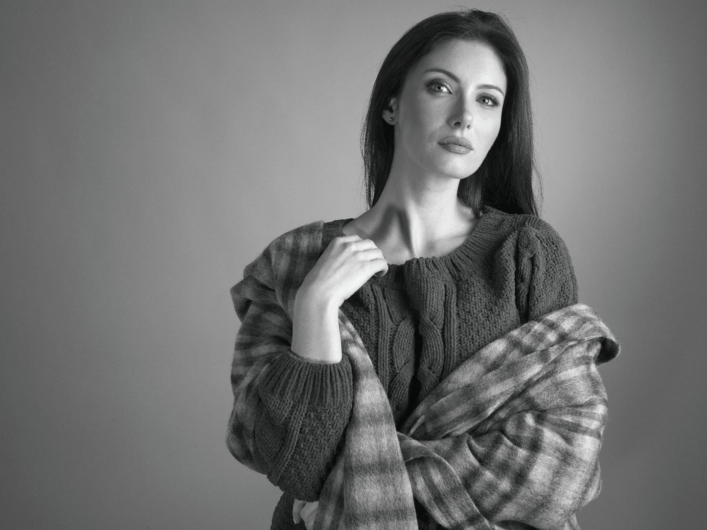 Muted Red and Blue Check Lambswool Stole by Glen Prince - product image