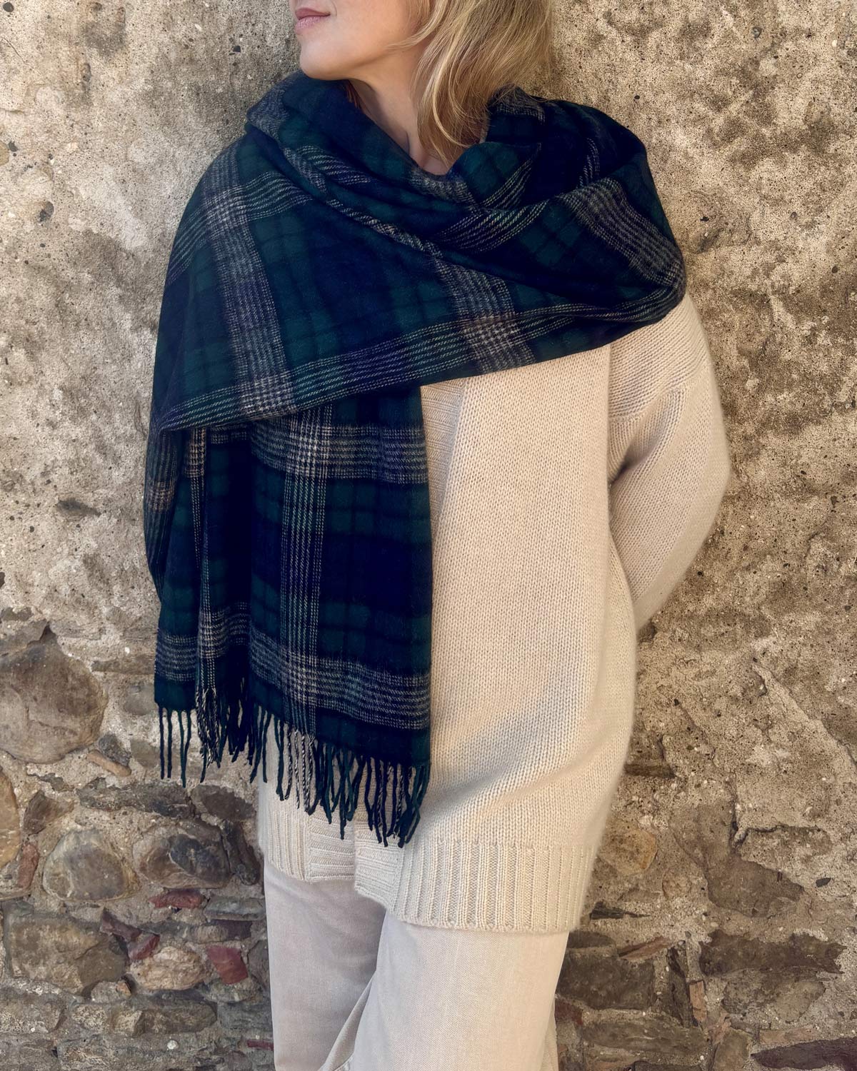 Black Watch Glen Check Cashmere blend Stole by Glen Prince - product image