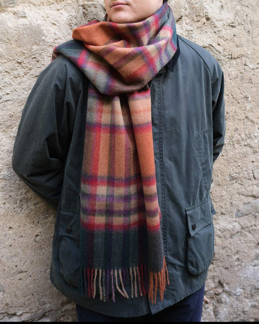 Terracotta Green Check Lambswool Scarf by Glen Prince - product image