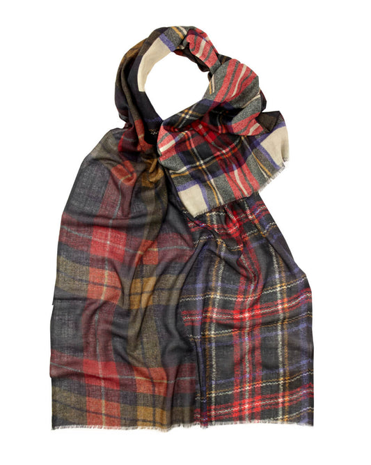 Lightweight Tartan Patchwork Scarf Red by Glen Prince - product image