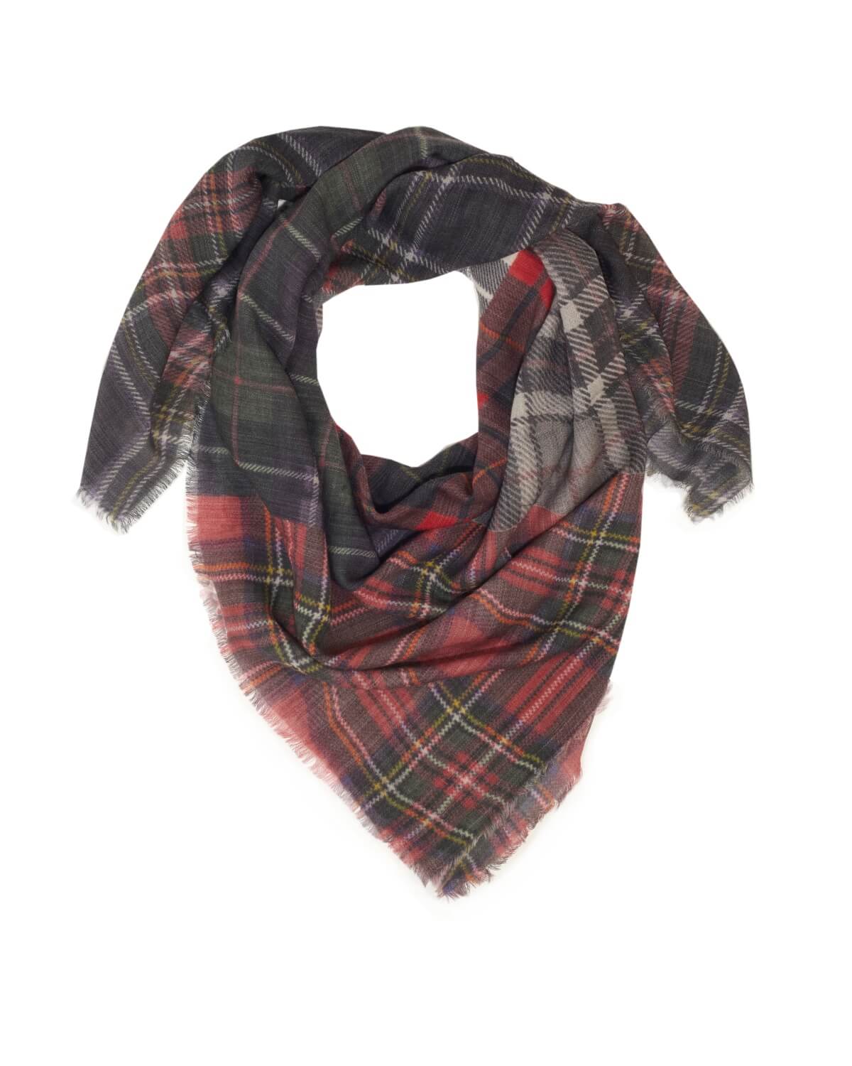 Lightweight Patchwork Square Scarf - Navy Red Tartan by Glen Prince - product image