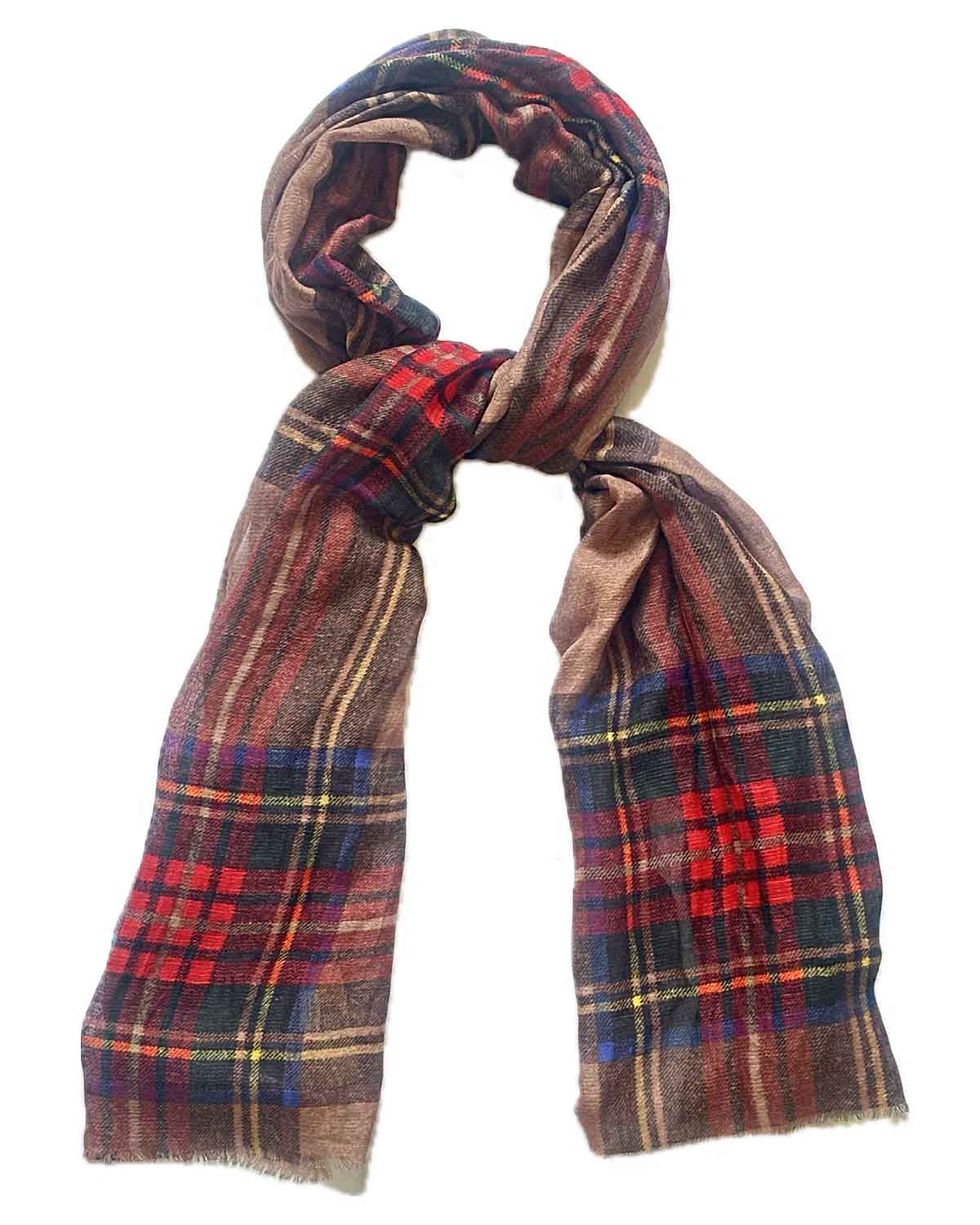 Summer Stewart Lightweight Tartan Scarf – Brown by Glen Prince - product image