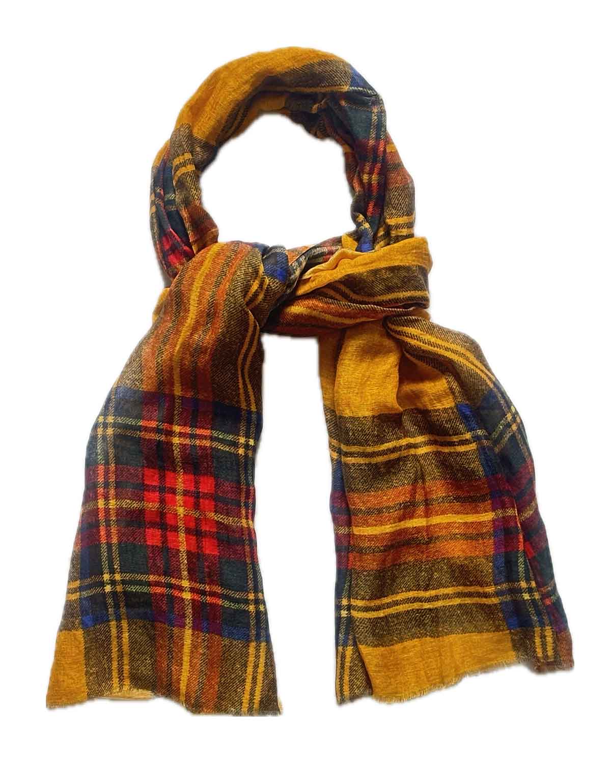 Summer Stewart Lightweight Tartan Scarf – Yellow by Glen Prince - product image