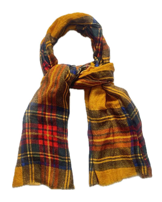 Summer Stewart Lightweight Tartan Scarf – Yellow by Glen Prince - product image