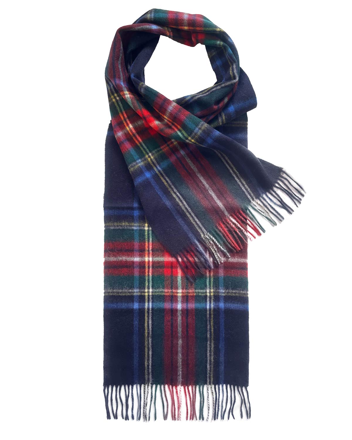 Navy Stewart Tartan Lambswool Scarf by Glen Prince - product image