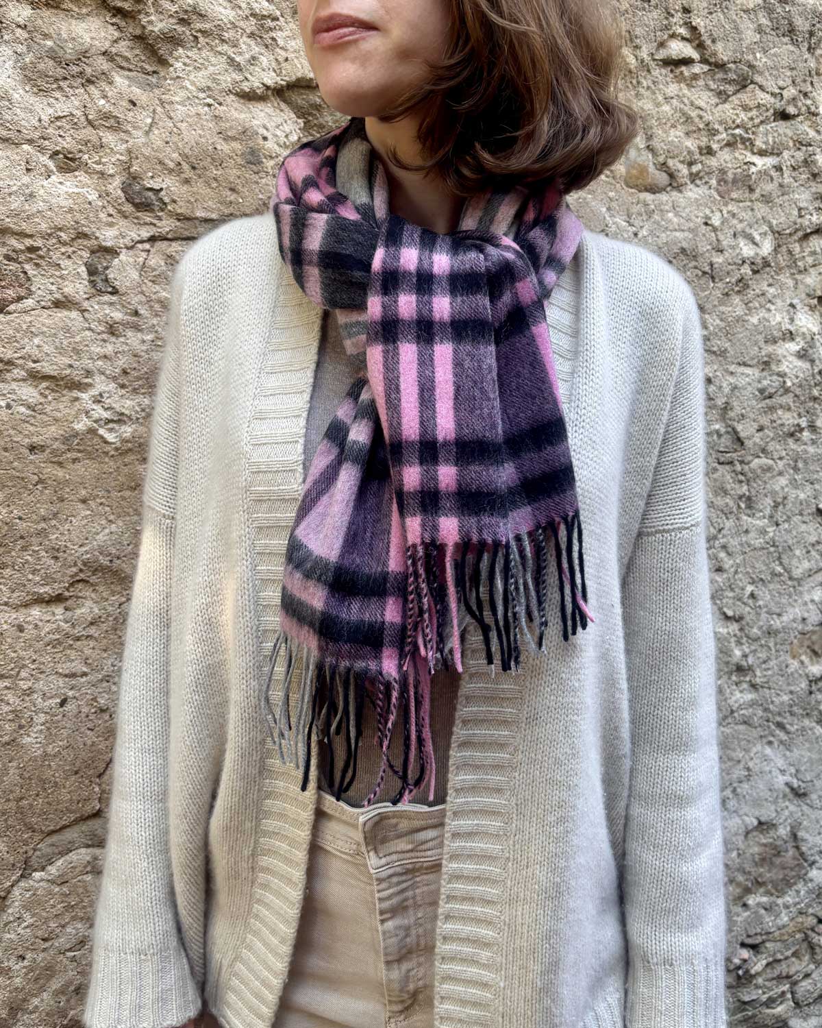 Pink Watch Cashmere and Lambswool Tartan Scarf by Glen Prince - product image