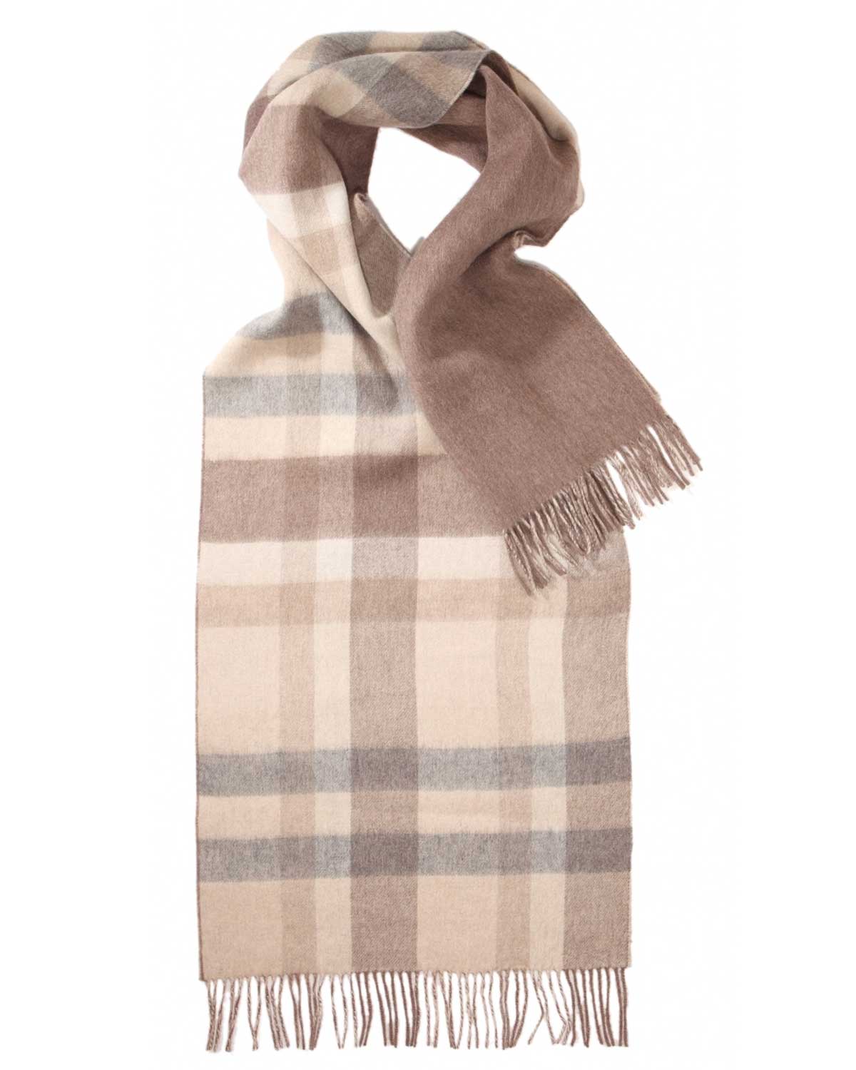 Cashmere Blend Beige Check Reversible Stole by Glen Prince - product image