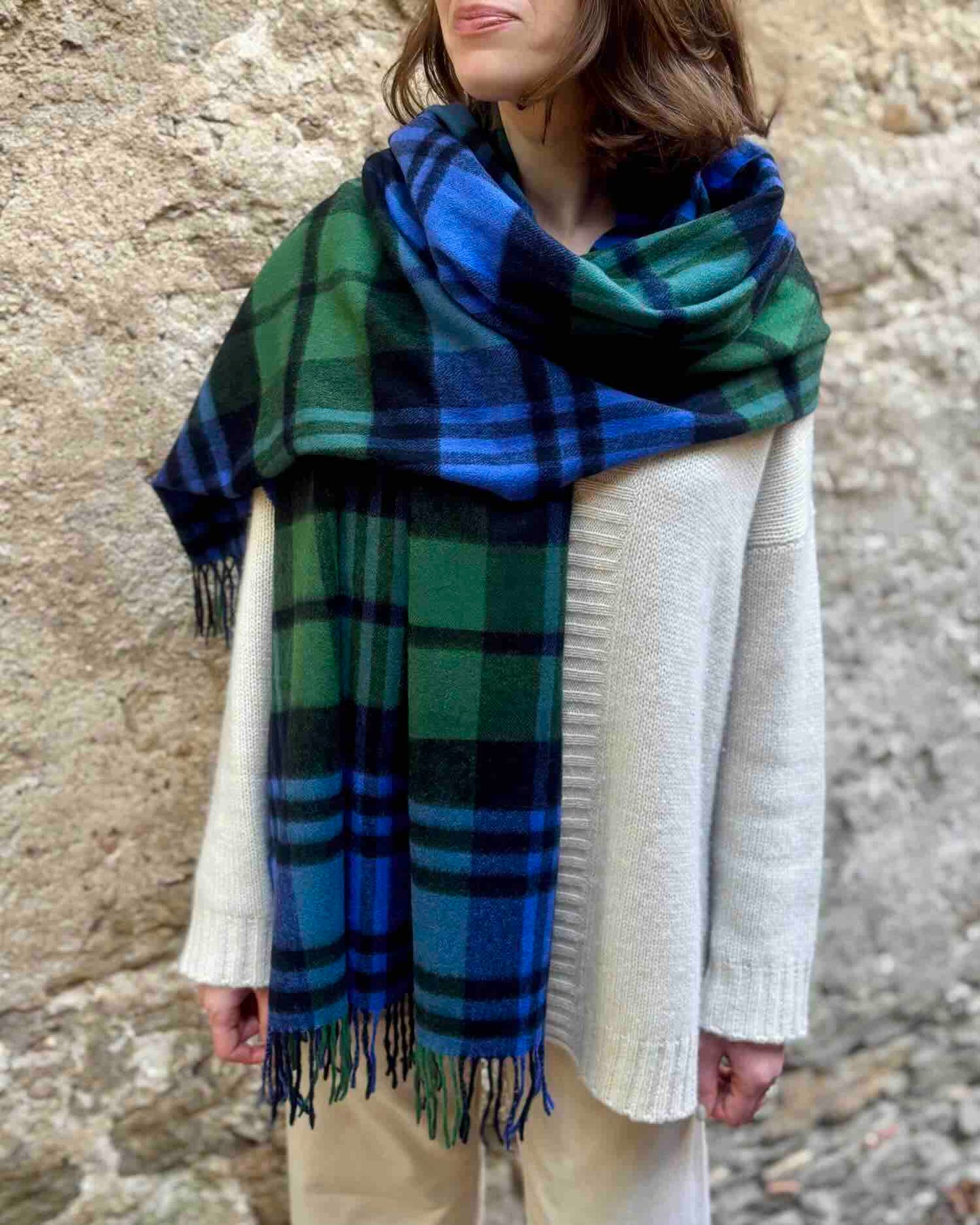 Green Watch Cashmere and Lambswool Tartan Stole by Glen Prince - product image