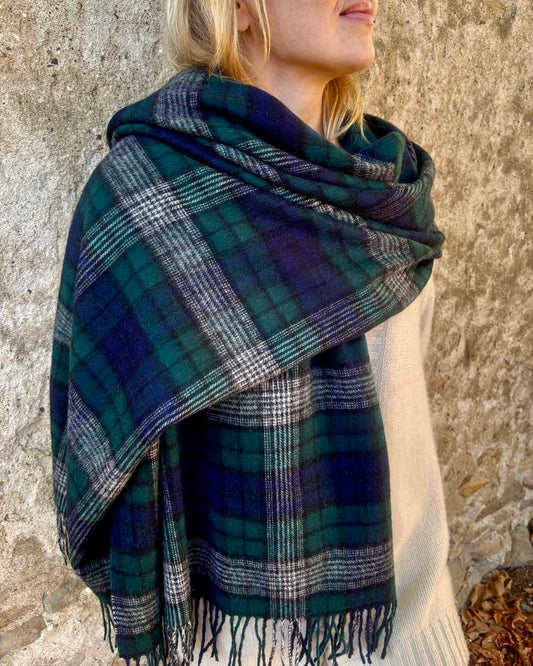 Black Watch Glen Check Cashmere blend Stole by Glen Prince - product image