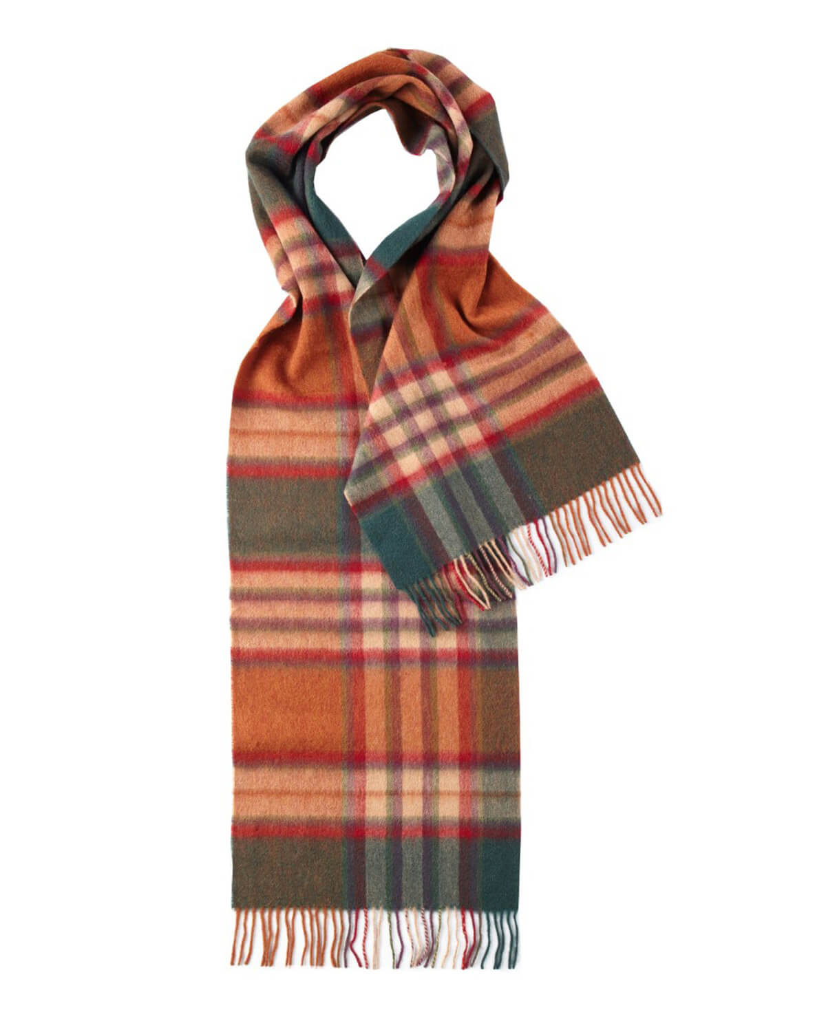 Terracotta Green Check Lambswool Scarf by Glen Prince - product image