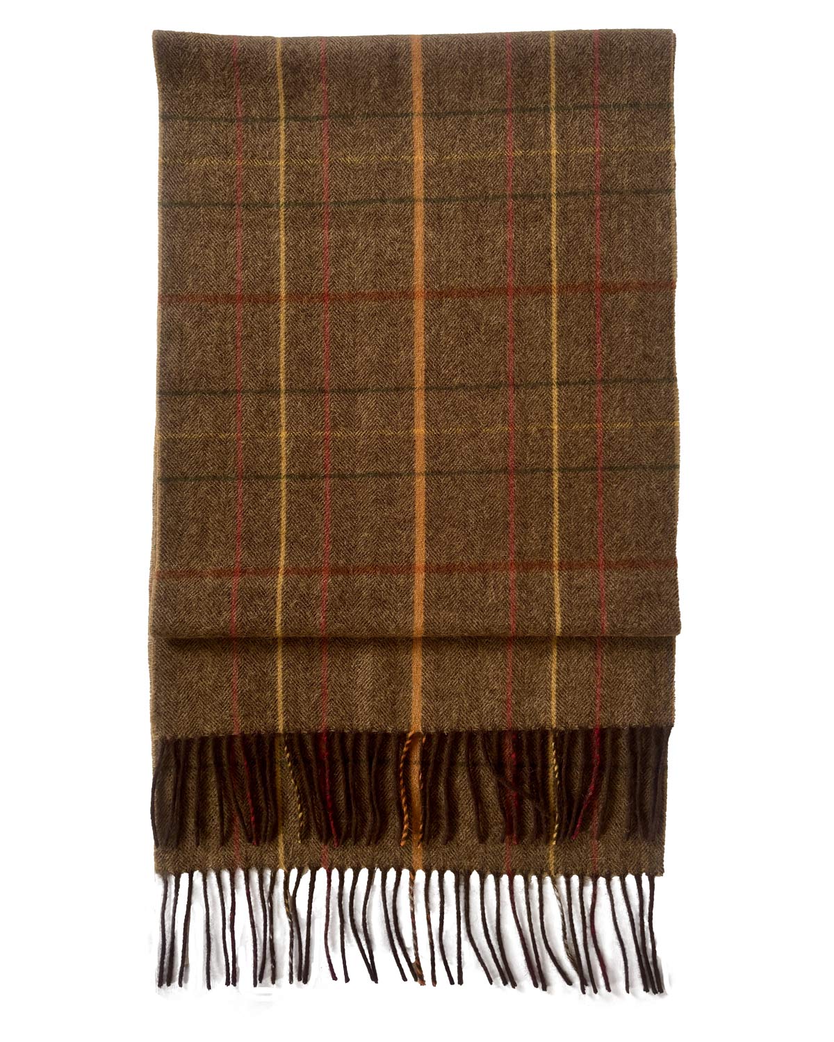 Herringbone Check Brown Lambswool Scarf by Glen Prince - product image