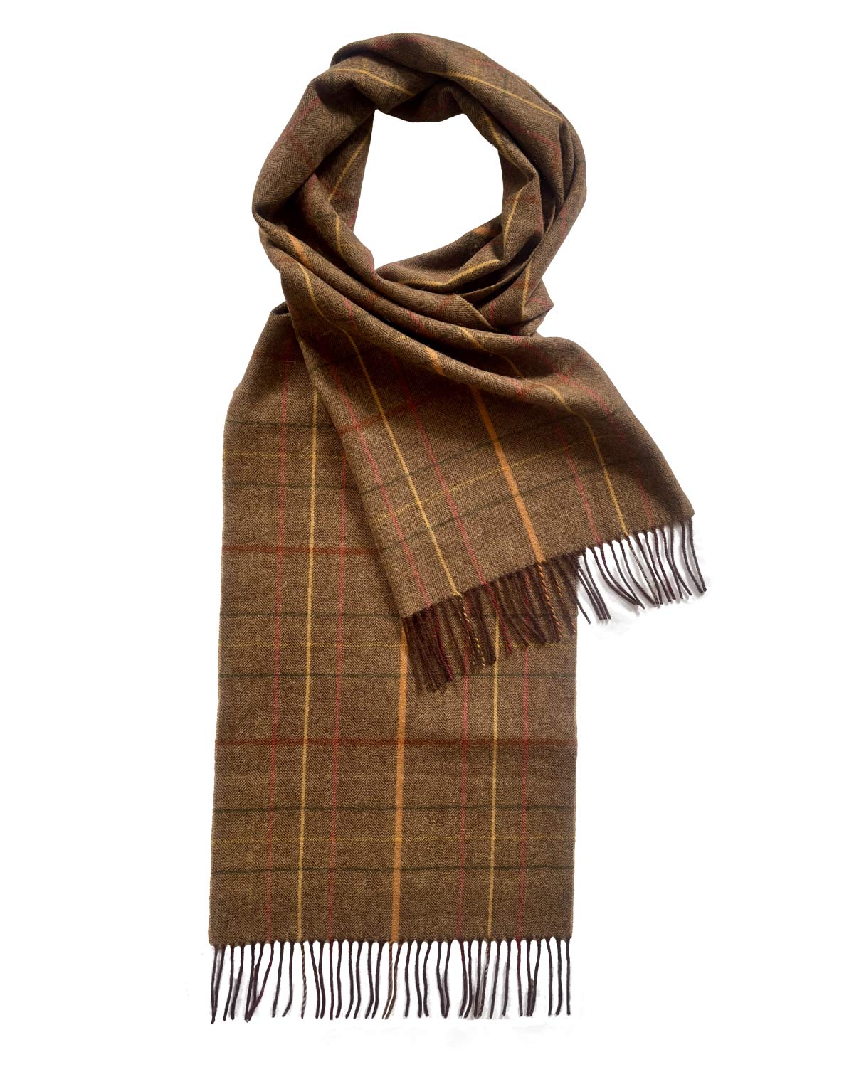 Herringbone Check Brown Lambswool Scarf by Glen Prince - product image