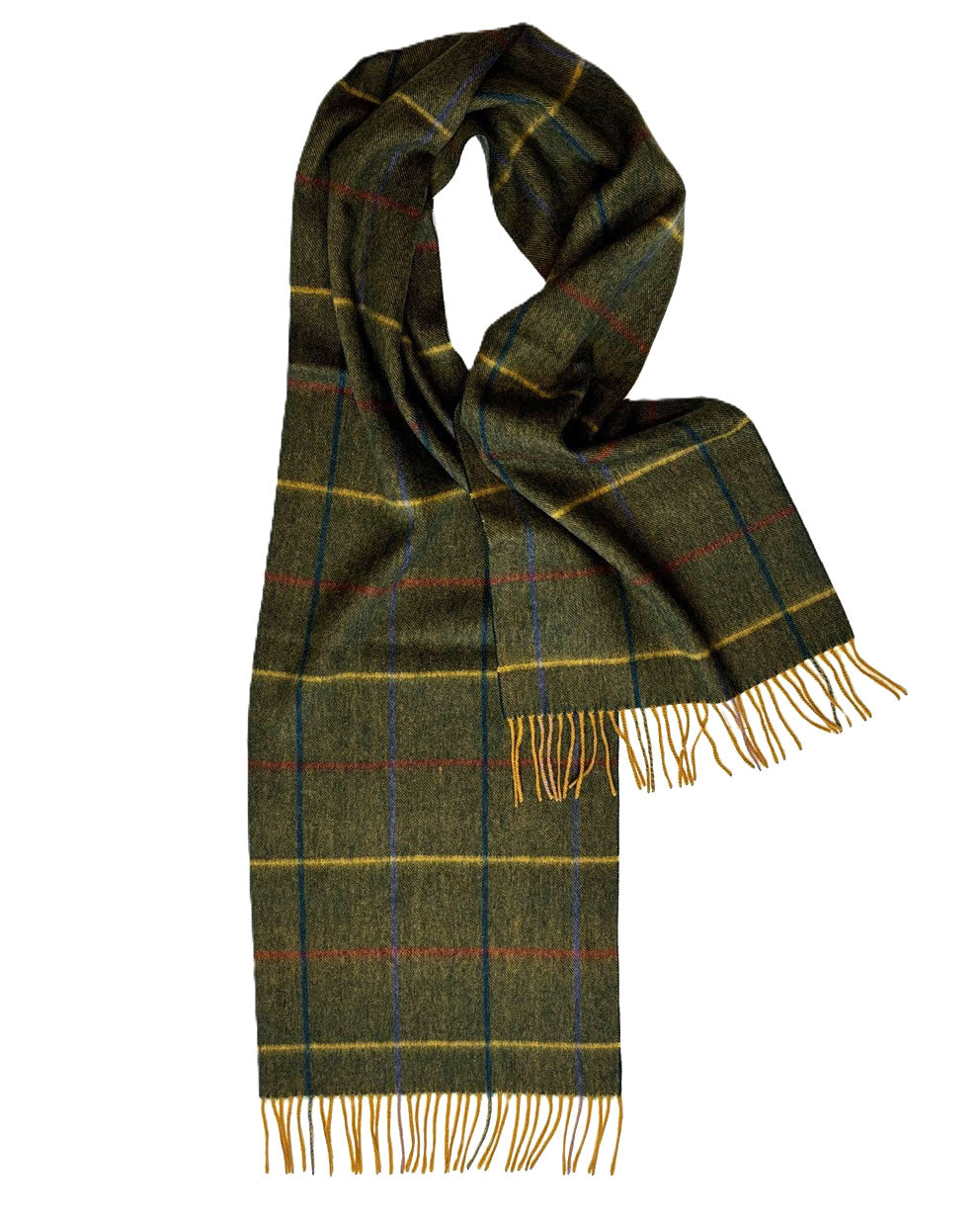 Tweed Check Olive Green Lambswool Scarf by Glen Prince - product image