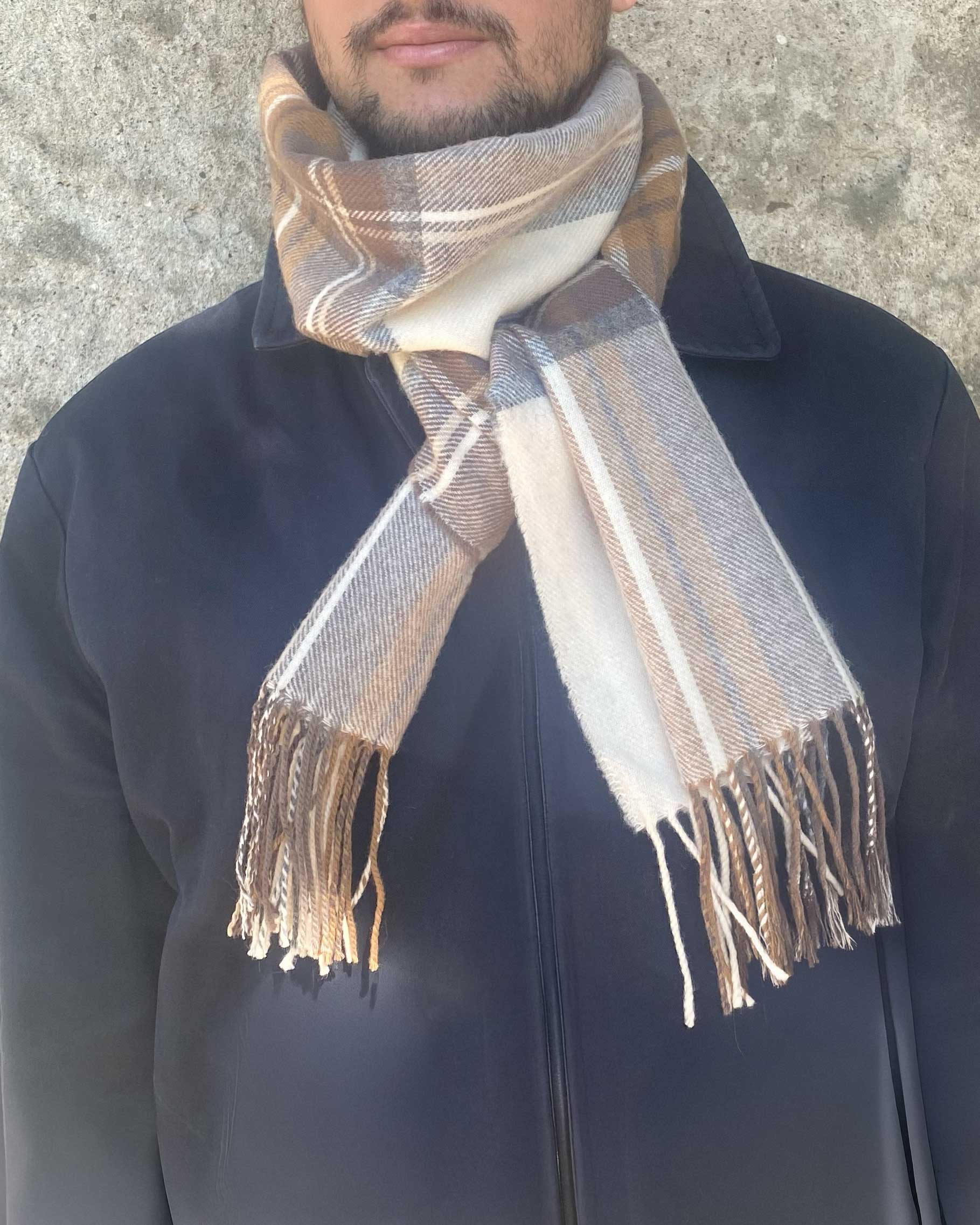 Natural Stewart Tartan Lambswool Scarf by Glen Prince - product image