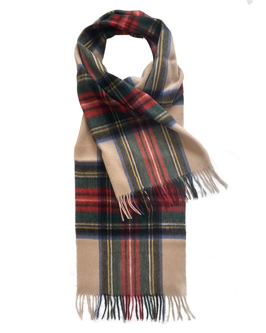 Light Pink Stewart Tartan Lambswool Scarf by Glen Prince - product image