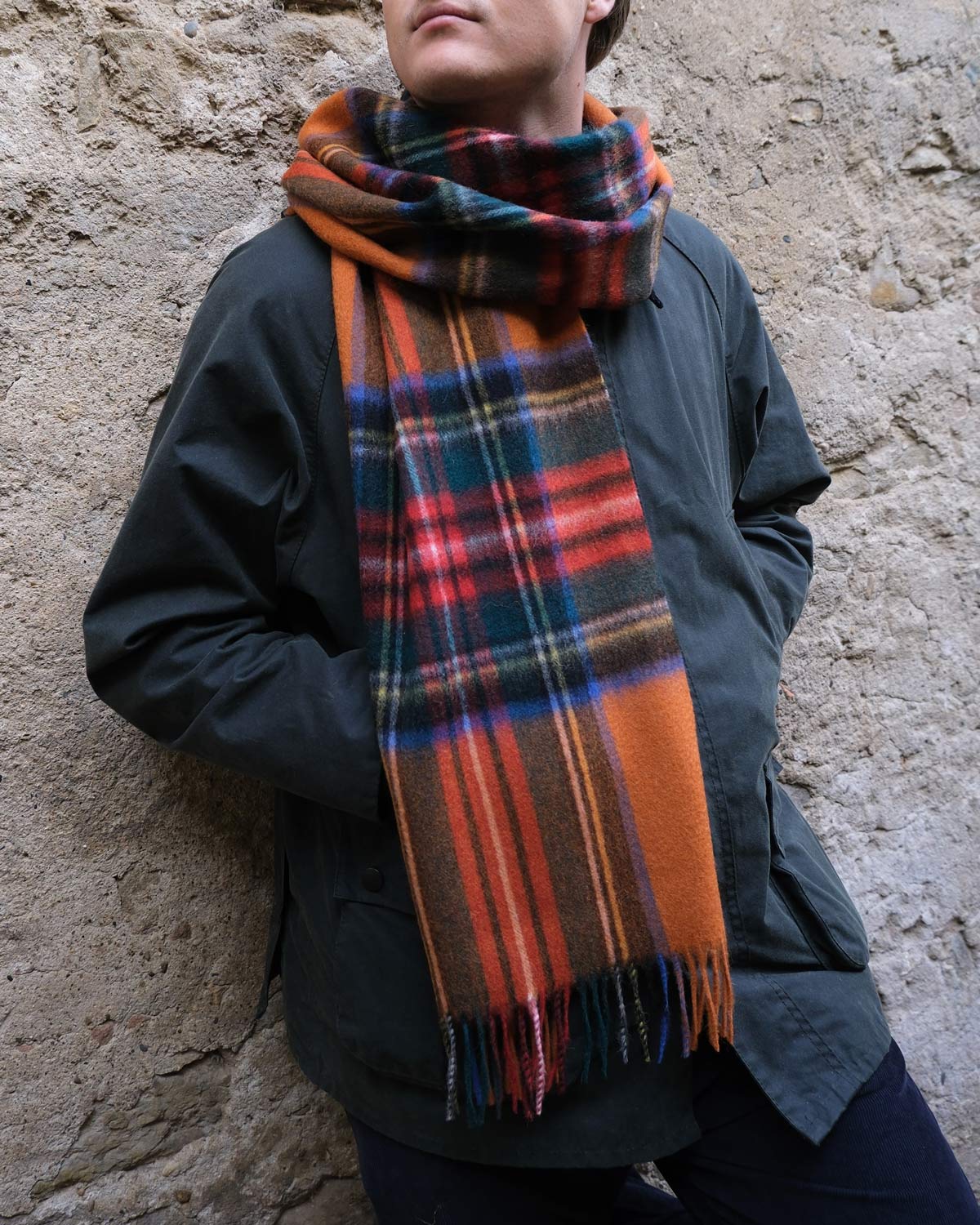 Orange Stewart Tartan Lambswool Scarf by Glen Prince - product image