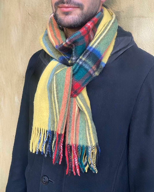 Yellow Stewart Tartan Lambswool Scarf by Glen Prince - product image
