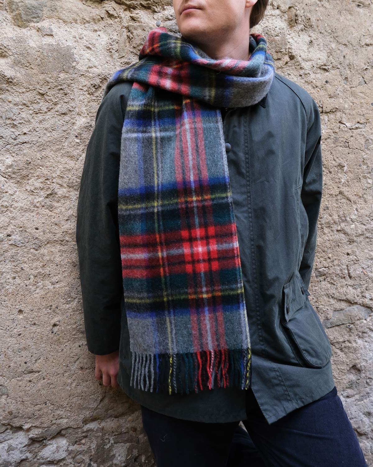 Grey Stewart Tartan LambswoolScarf by Glen Prince - product image