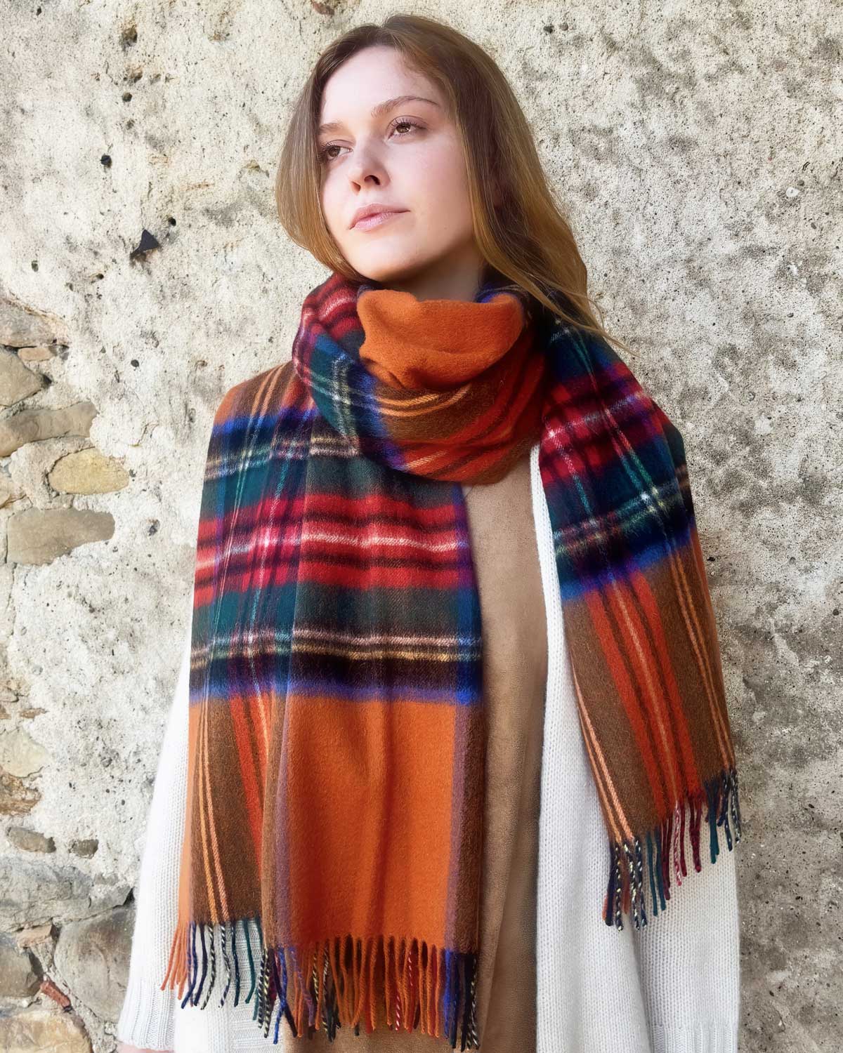 Orange Stewart Lambswool Tartan Stole by Glen Prince - product image