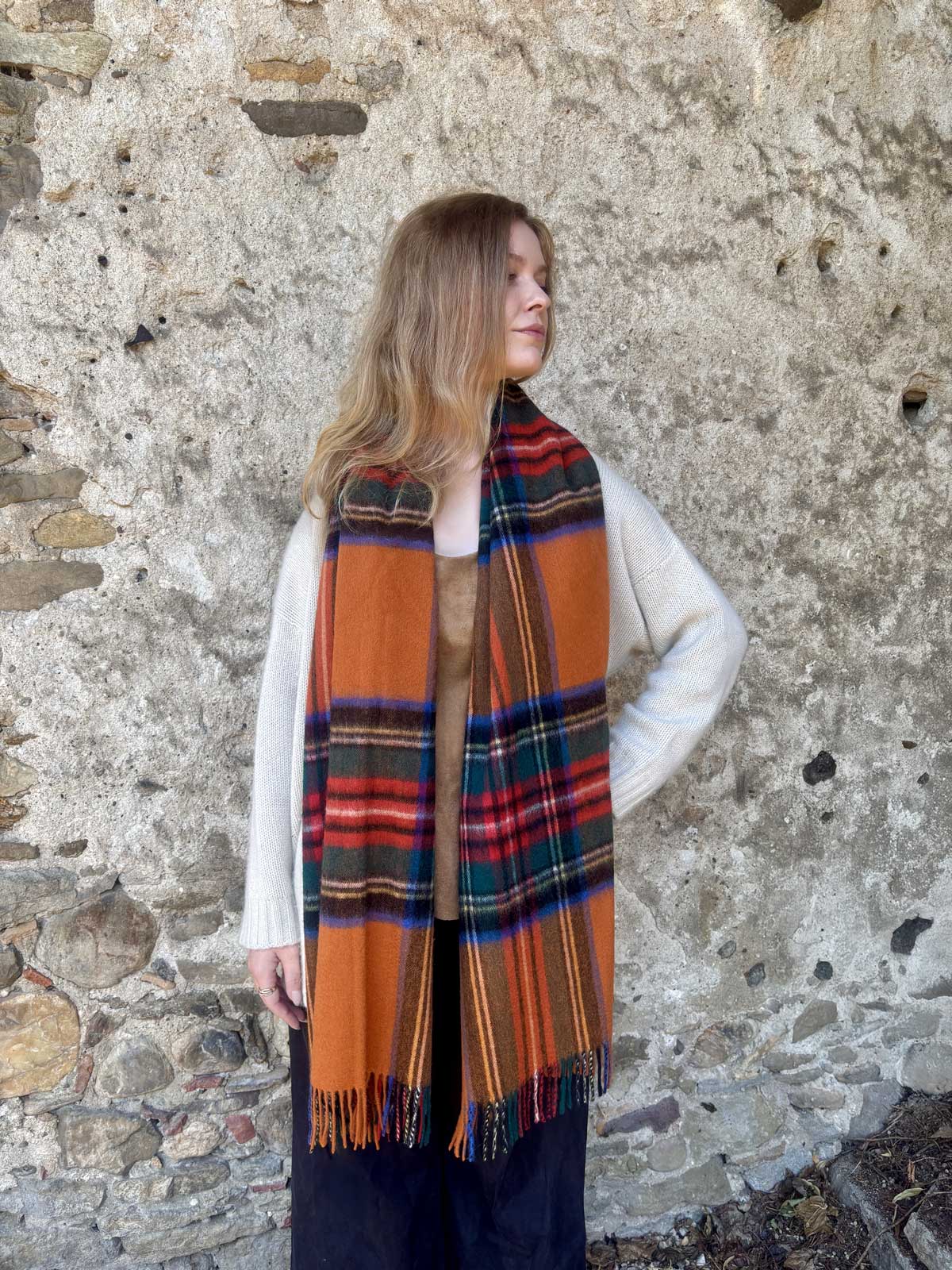 Orange Stewart Lambswool Tartan Stole by Glen Prince - product image