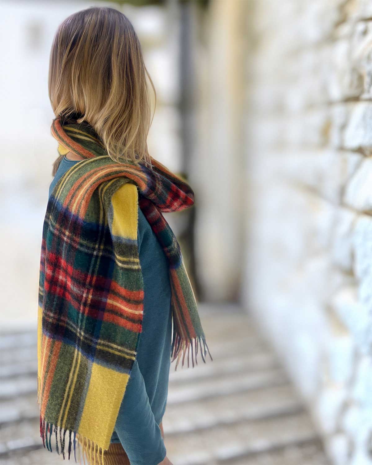 Yellow Stewart Tartan Lambswool Stole by Glen Prince - product image