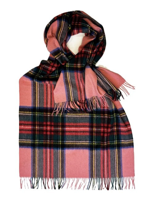 Pink Stewart Tartan Lambswool Stole by Glen Prince
