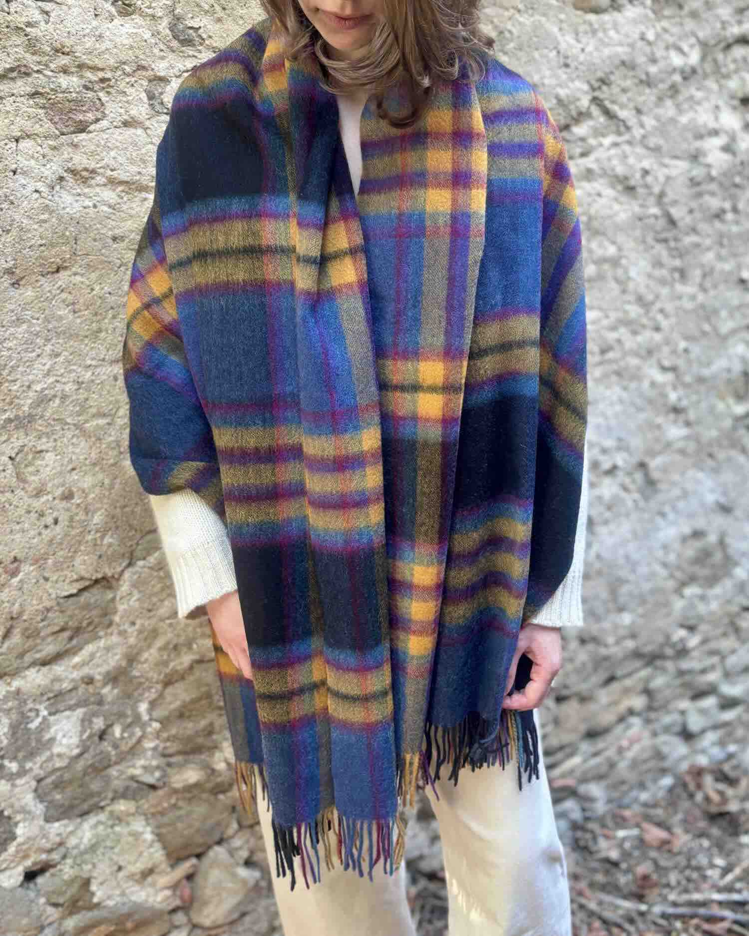 Blue and Yellow Check Lambswool Stole by Glen Prince - product image