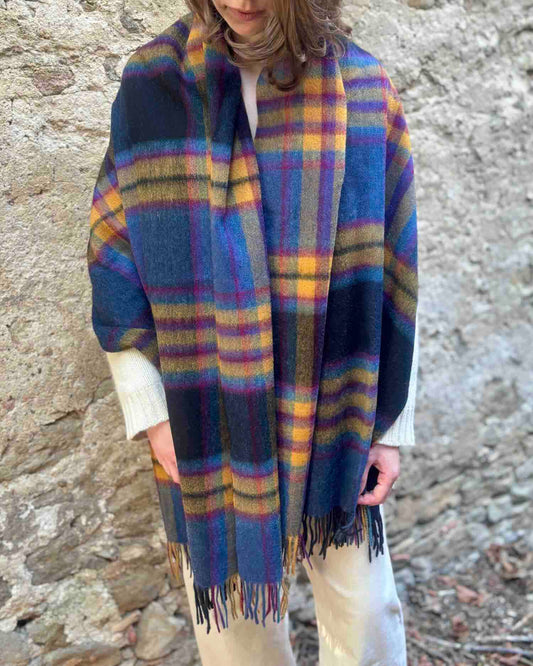 Blue and Yellow Check Lambswool Stole by Glen Prince - product image