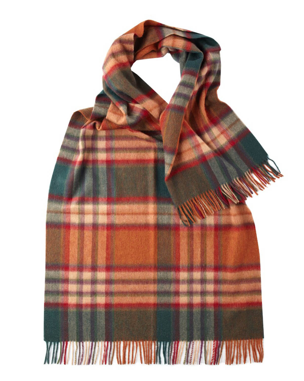 Terracotta and Green Check Lambswool Stole by Glen Prince - product image