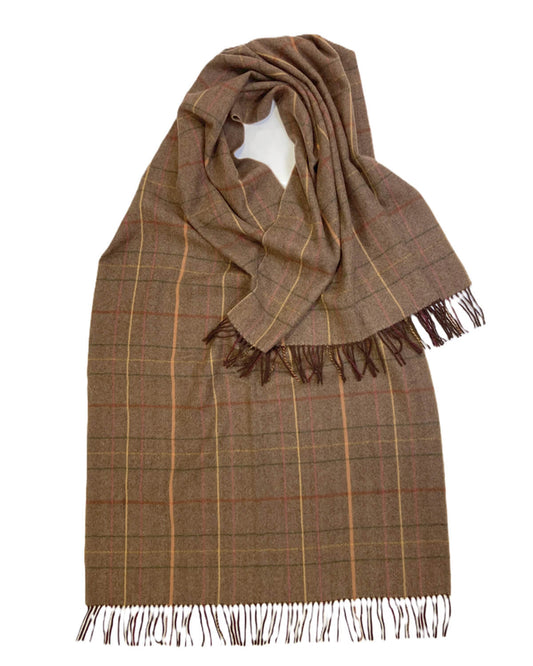 Herringbone Check brown Lambswool Stole by Glen Prince - product image