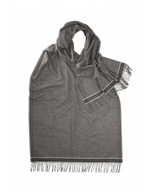 Black and Grey Border Check Cashmere Stole by Glen Prince, view 5
