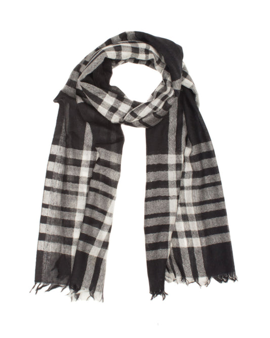 Black & White Menzes Lightweight Cashmere Tartan by Glen Prince - product image