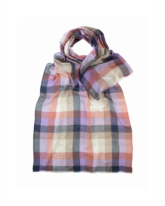 Lightweight Block Check Scarf Red Blue Purple by Glen Prince - product image