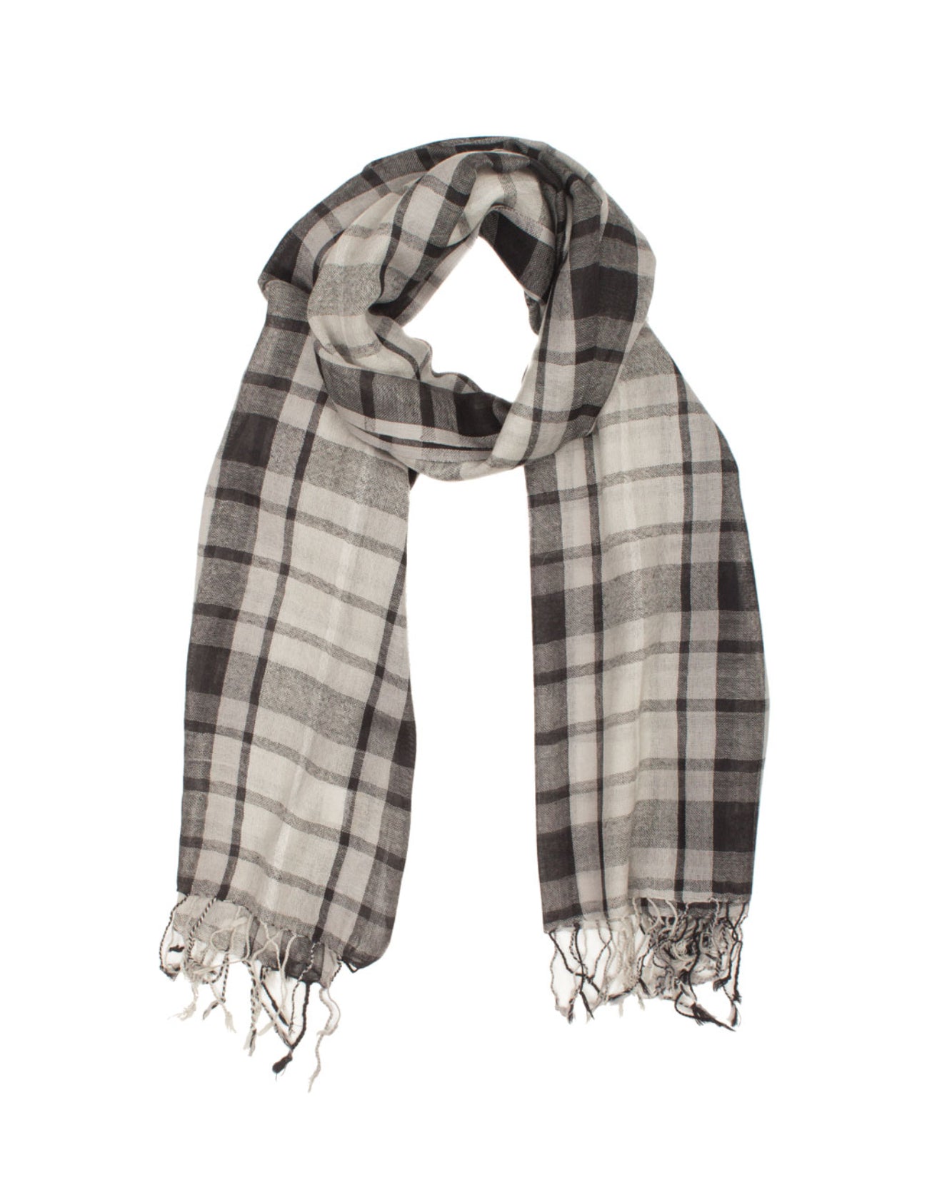 Tartan Lightweight Wool Scarf - Grey by Glen Prince - product image