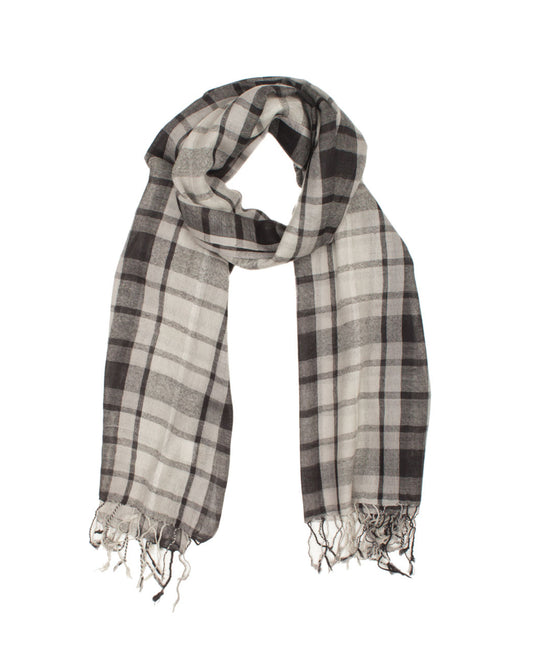 Tartan Lightweight Wool Scarf - Grey by Glen Prince - product image