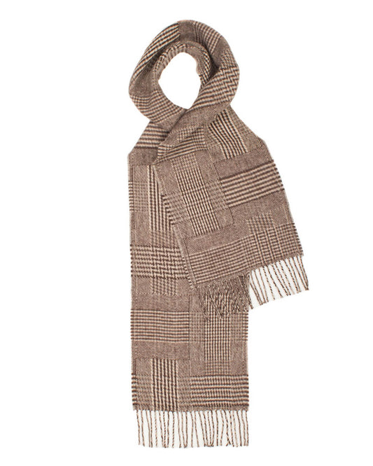 Beige Patchwork Check Lambswool Scarf by Glen Prince - product image