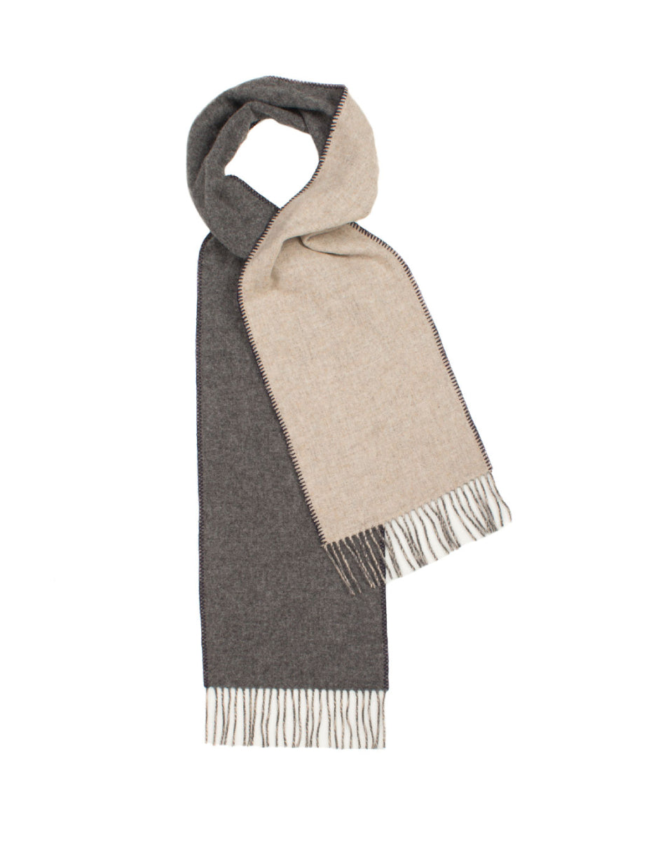 Blanket Stitch Reversible Plain Scarf - Grey by Glen Prince - product image