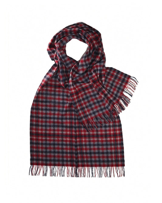 Muted Red and Blue Check Lambswool Stole by Glen Prince - product image