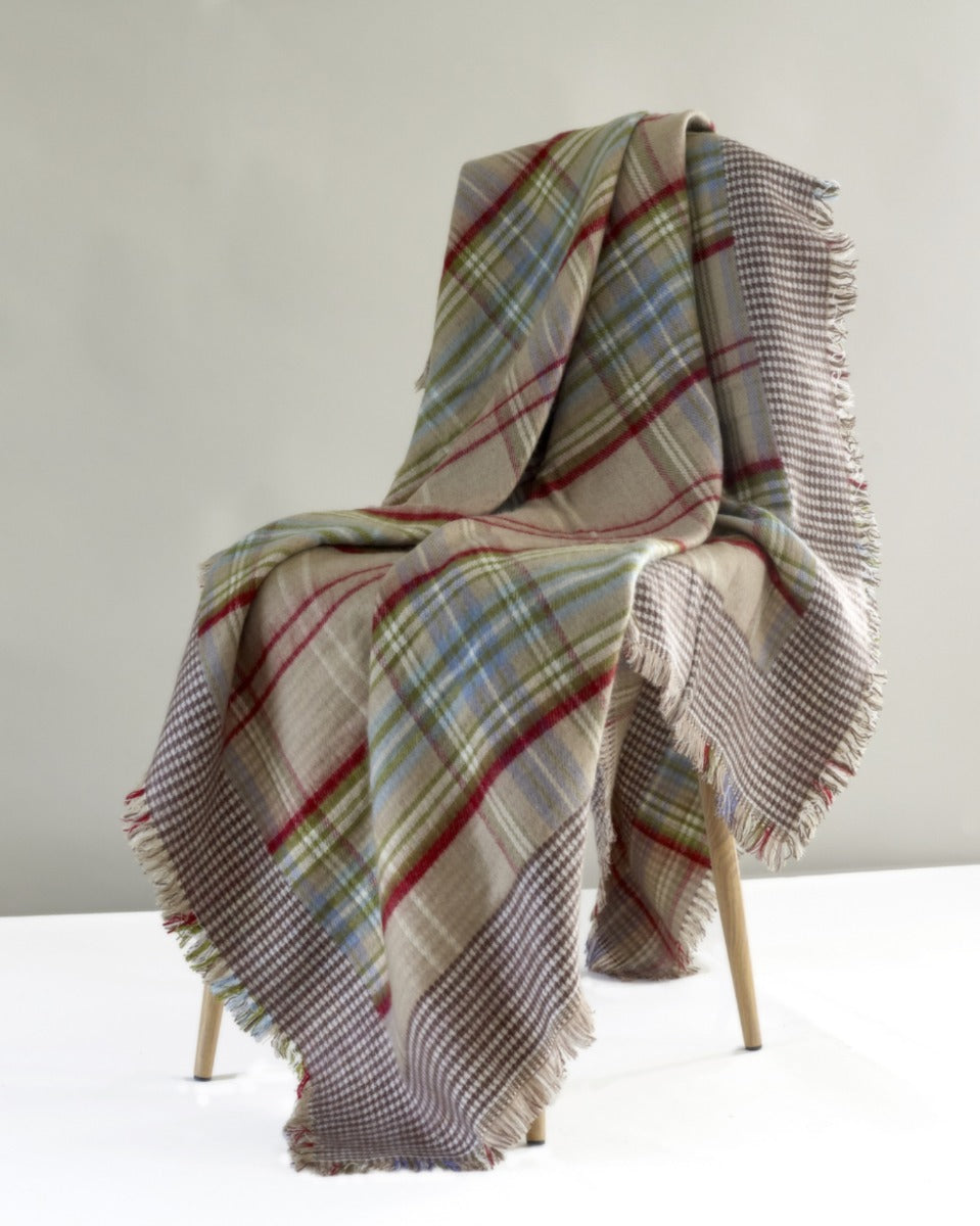 Gingham Border Tartan Throw, Natural by Glen Prince - product image